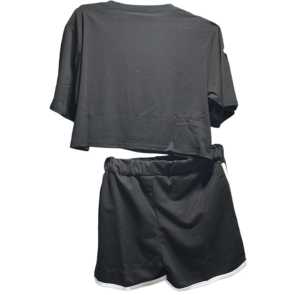 TikTok Logo Cropped Tee Shorts Lounge Set Pockets Large Bonus Tik Tok Stickers - Picture 8 of 16